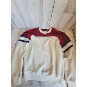 Campus large red white striped long sleeve crew neck sweater school